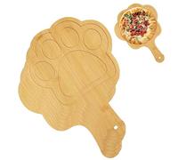 Lot de 4 planches à découper à pizza, en bois, antiadhésives, légères, fabriquées à la main avec guides rainurés et poignée pour le transfert et le service des aliments