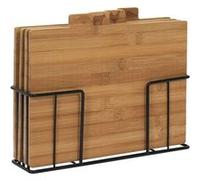 Lot de 4 Planches à Découper avec Socle Métal Noir - DESCO