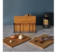 Cook Concept Planches à découper Socle Lot de 4 Bambou Noir et Marron