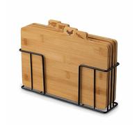 Lot de 4 planches à découper en bambou avec support en cèdre - Avec support en métal noir