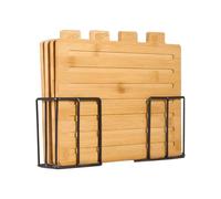 Lot De 4 Planches À Découper En Bois Naturel - 12x10 Pouces | Set Avec Support De Rangement Pour Comptoir - Planches Robustes Pour, Fromage Et Charcuterie, Idéal Pour Cuisine Et Apéritif.