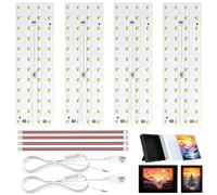 Lot de 4 planches de rétroéclairage LED CMYK lithophane de 48 x 144 mm compatibles avec imprimante 3D Bambu Lab X1/P1/A1/P2/H2 série AMS, 4 câbles de connexion, 2 câbles d'alimentation USB avec
