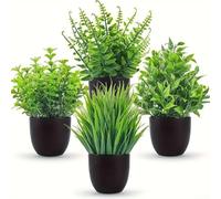 Lot de 4 plantes de lavande artificielles avec pots - Fausse verdure réaliste pour décoration d'intérieur | Plantes en pot en plastique sans entretien pour bureau, rebord de fenêtre, salle de bain