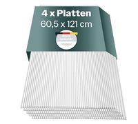 Lot de 4 plaque alvéolaires pour serre - 60,5 x 121 cm - Polycarbonate - Transparent et résistant aux UV