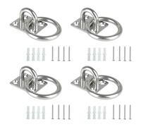 Lot de 4 plaques à yeux avec anneaux carrés et boucles fixes soudées en acier inoxydable - Loquets de porte circulaires - Matériel marin - Boucles fixes carrées - Siège soudé