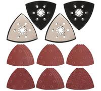 Lot de 4 plaques abrasives triangulaires, 93 mm - Avec 30 feuilles de papier abrasif triangulaire marron - Plateau de ponçage multifonction pour travail de précision sur le bois, le métal, le meulage