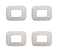 Lot de 4 plaques compatibles avec Bticino Axolute, modèle Orbis série ovale (3 modules/places, blanc)