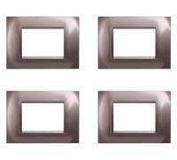 Lot de 4 plaques compatibles avec Bticino Living, plaques en plastique carrées (3 places/modules, bronze)