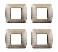 Lot de 4 plaques compatibles avec Bticino Living, plaques en plastique satiné (2 places/modules, or satiné)