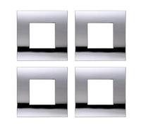 Lot de 4 plaques compatibles avec Vimar Arke, plaques en plastique (2 places/modules, chrome brillant)