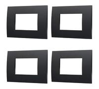 Lot de 4 plaques compatibles avec Vimar Arke, plaques en plastique (3 places/modules, noir)