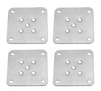 Lot de 4 plaques de montage plates, 80 x 80 mm, robustes pour meubles - Support droit en étagère pour canapés, fauteuils, chaises et sièges (9 trous)