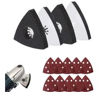 Lot de 4 plaques de ponçage triangulaires multifonctionnelles - Lot de 10 feuilles abrasives triangulaires avec fermeture Velcro - Pour bois, métal, automobile, industrie