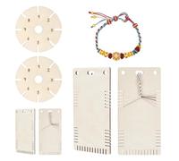 Lot de 4 plaques de tissage en bois pour bracelets - Pour tressage de bijoux - Outil de fabrication de bijoux - Disques de corde tressée pour bracelets