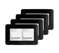 Lot de 4 plaques décoratives en résine noire avec bords arrondis pour interrupteur de sécurité, cadres de plaque de doigt (noir)