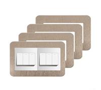 Lot de 4 plaques décoratives en résine noire avec bords arrondis pour interrupteur de sécurité (doré brossé)