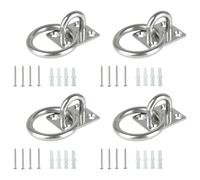 Lot de 4 plaques d'yeux en acier inoxydable avec anneaux carrés et boucles fixes soudées - Crochet de montage robuste - Loquets de porte circulaires en acier inoxydable