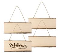 Lot de 4 plaques en bois à écrire, à suspendre, blanches, avec corde, pour mariage, cuisine, café, bar, bricolage décoratif