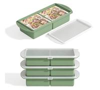 Lot de 4 Plateau de Congélation en Silicone avec Couvercle, Récipients de Congélation pour Soupes Conserver, Bac a Glacon Soupe pour Soupes Sauces Bouillon, Meal Prep & Batch Cooking, 1 Tasse/500 ml