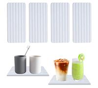 Lot de 4 Plateau en Pierre Absorbant l'eau pour Évier, Support Savon Diatomite, Tapis de Terre de Diatomée pour Savon, Gobelets, Bouteilles, Plantes et Bouteilles de Cosmétiques (Blanc)