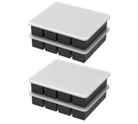 Lot de 4 plateaux de congélateur en silicone avec couvercle, grands moules en silicone pour soupes et congélateurs, à libération facile, polyvalent, pour congeler les soupes et les sauces (noir)