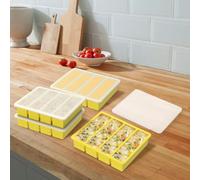 Lot de 4 Plateaux de Congélation en Silicone Avec Couvercle Flexible à 4 Compartiments pour Soupe, Aliments - Préparation des Repas et Conservation des Restes