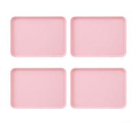 Lot de 4 plateaux de service en plastique incassables et légers avec base antidérapante, organiseur de cuisine de style nordique pour la maison, le bureau, la salle à manger (rose)