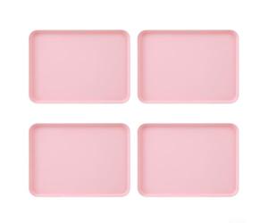 Lot de 4 plateaux de service en plastique incassables et légers avec base antidérapante, organiseur de cuisine de style nordique pour la maison, le bureau, la salle à manger (rose)