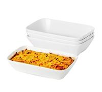 Lot de 4 Plats à Four en Céramique, 400ml Plat Four Rectangulaire, Petits Plats de Cuisson pour Friteuse à Air, Plat à Welsh Individuel, llant au Four et au Micro-ondes, 18 x 11 x 4 cm