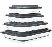 Lot de 4 Plats à Four en Verre - lasagnes rectangulaires en Verre-Verre Borosilicate - Extrême Résistance