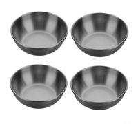 Lot de 4 plats à sauce en acier inoxydable pour tremper, servir des sauces et des collations, parfaits pour le divertissement (noir)