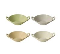 Lot de 4 plats à tremper à double oreille en céramique, bols à condiments irréguliers avec glaçage au sésame, design antidérapant, vert, kaki, beige, gris