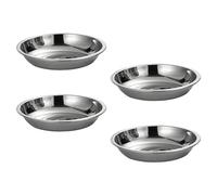 Lot de 4 plats de service ronds en acier inoxydable pour sauce, assiette à dessert, assiette plate, vaisselle et dessert