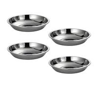 Lot de 4 plats de service ronds en acier inoxydable pour sauce, assiette à dessert, assiette plate, vaisselle et dessert