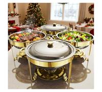 Lot de 4 plats ronds élégants en acier inoxydable de 6 l pour les fêtes, les fêtes à la maison, les réunions de Noël, les événements de restauration, or