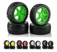 Lot de 4 pneus de 87 mm for Wltoys 144001, 144010, 124007, 124017, 124019, Tamiya TT02B HSP 1/10, 1/12, 1/14, Voiture Tout-Terrain RC Buggy(Yellow)