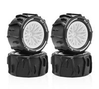 Lot de 4 pneus en caoutchouc 73 x 37 mm moyeu hexagonal 12 mm RC pièces de rechange pour ARRMA 1/18 Granite GROM RC voiture (blanc)