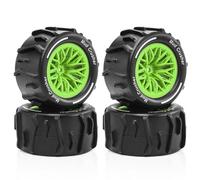 Lot de 4 pneus en caoutchouc 73 x 37 mm moyeu hexagonal 12 mm RC pièces de rechange pour ARRMA 1/18 Granite GROM RC voiture (vert)
