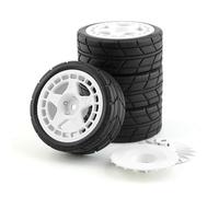 Lot de 4 pneus hexagonaux en caoutchouc 65 mm pour Tamiya TT01 TT01E TT02 TT02B XV01 TA06 PTG-2 1/10 RC Racing Car Upgrades Parts (type B blanc)
