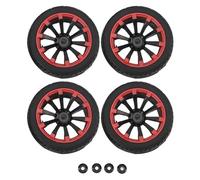 Lot de 4 pneus Tout-Terrain hexagonaux de 12 mm pour Roues RC 1/10, Bande de roulement en F, moyeu de Roue à Anneau Rouge 10 Trous, Amorti Puissant, Haute résistance à l'usure,