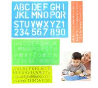 Lot de 4 Po-choirs à Lettres Alphabets en Plastique, Gabarits Réutilisables avec Chiffres et Symboles pour Enfants, Apprentissage, Art, Bricolage et Projets Créatifs (Couleurs Assorties)