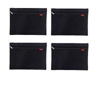 Lot de 4 Pochette à Document A4 en maille avec fermeture éclair Pochette de rangement Étanche pochettes à dossier pour le rangement de documents et reçus fournitures pour l'école et le bureau Noir