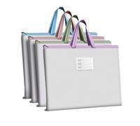Lot de 4 pochettes A3 étanches pour œuvres d'art - En EVA transparent - Sac de rangement - Avec poignée - Fermeture éclair - Pour planche à dessin - Étui de transport