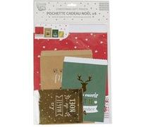 PARTY TIME - DI2891 Pochette Cadeau Noël x4 - Emballage Cadeau Papier Rouge et Vert - Accessoires Événements - Format 20x30x1 cm - pour Petits et Grands