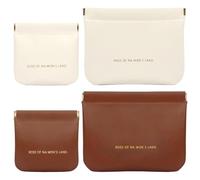 Lot de 4 pochettes de voyage en cuir PU avec fermeture à pression - Pochettes rangement pour câbles, maquillage, bijoux (marron et beige, 2 tailles)