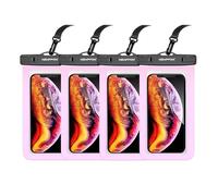 Lot de 4 pochettes étanches pour téléphone portable de 21,6 cm - Étui de protection transparent étanche pour iPhone 16, 15, 14 Pro Max Plus, Samsung Galaxy S25, S24 Ultra Note pour la plage et la