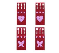 Lot de 4 pochettes rectangulaires pour ustensiles de Saint-Valentin, accessoires de salle à manger