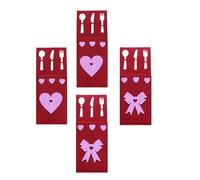 Lot de 4 pochettes rectangulaires pour ustensiles de Saint-Valentin pour anniversaire ou rendez-vous
