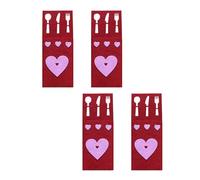 Lot de 4 pochettes rectangulaires pour ustensiles de Saint-Valentin pour anniversaire ou rendez-vous