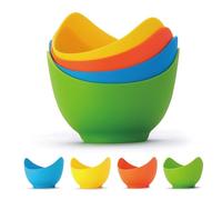 Lot de 4 pocheuses à œufs en silicone avec brosse à huile en bonus pour friteuse à air, four de cuisson ou cuisinière